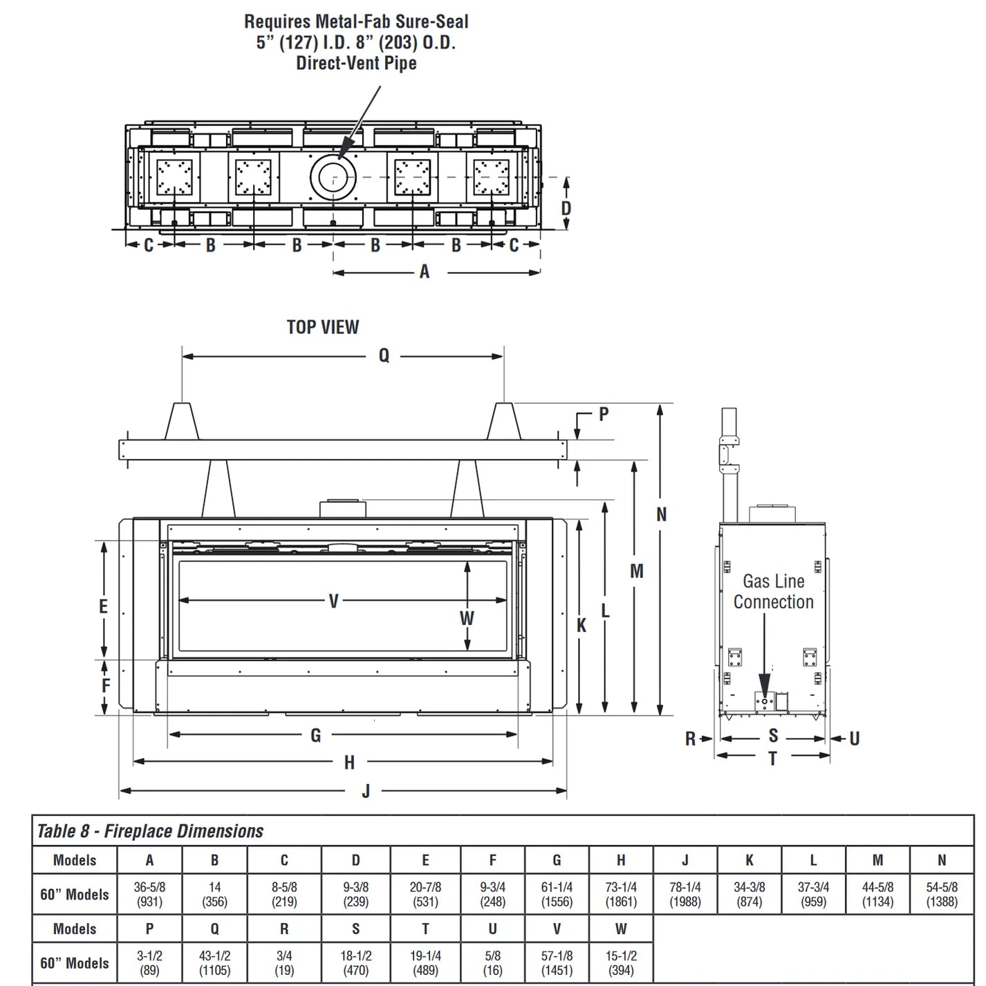 Superior 60 Inch Linear Contemporary Direct Vent Natural Gas Fireplace - DRL4060