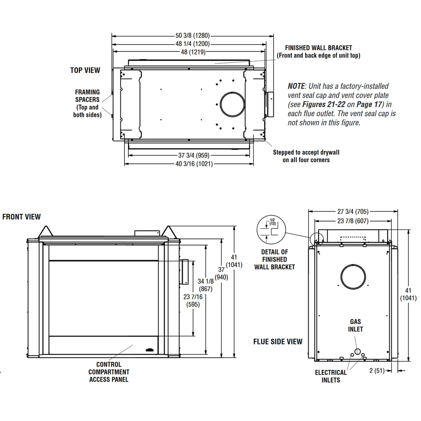 Superior 40 Inch Direct Vent Traditional See-Thru Gas Fireplace - DRT40ST