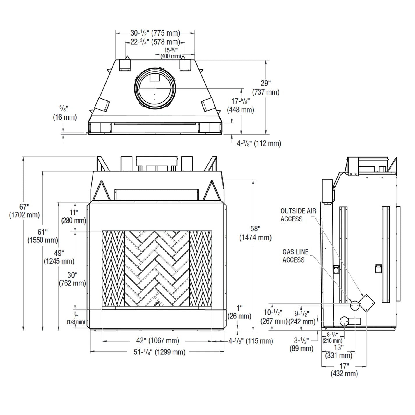 Superior 42 Inch Outdoor Wood Fireplace, Paneled - WRE4542