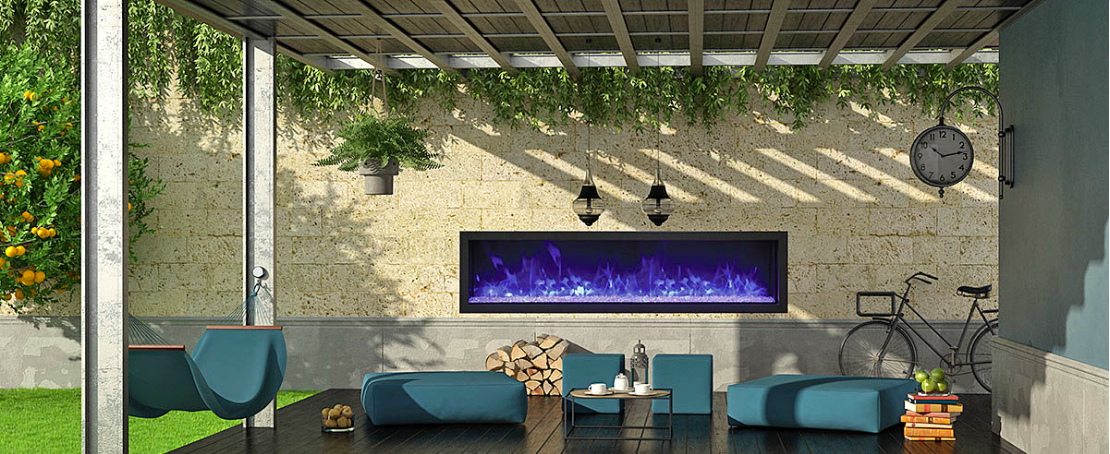 Remii Electric Fireplace, Outdoor Remii 65" Extra Slim Electric Fireplace (102765-XS) 628110804051