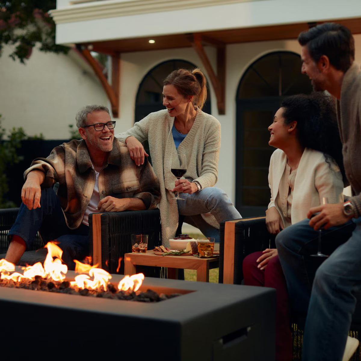 Blaze 60-Inch Rectangular Concrete Propane Fire Pit Table in Phantom BLZ-60-FTABLE-LP