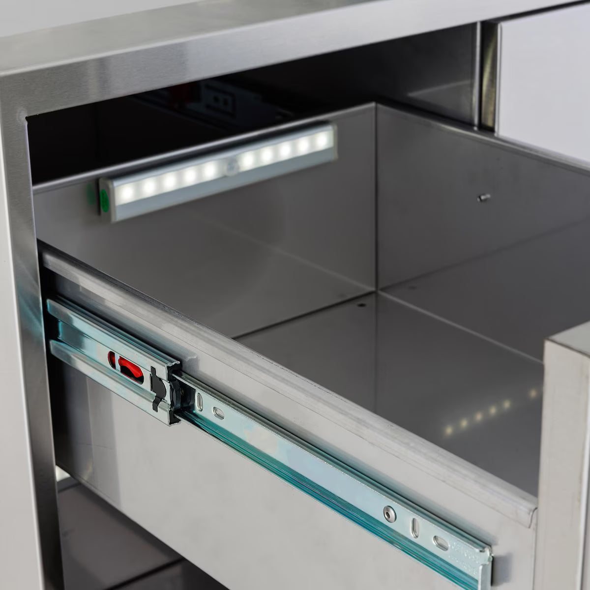 Blaze 16-in Stainless Steel Easy Close Double Access Drawer w/ LED Lighting - BLZ-DRW2-R-LT