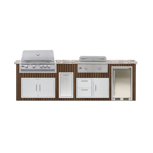 Blaze Luxury Living 10' Galley Bar Island w/ Granite Overhang AD32 x2, DRW3 BLZ-LL10-GALLEY