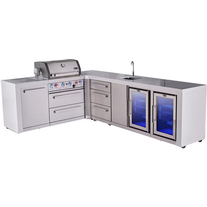 Blaze Luxury Living 8' x 8' L-Shaped Island 4LTE3, AD32 x2, TRNW, SSRF20-4.3, GRIDDLE-LTE3 BLZ-LLL-ISLAND