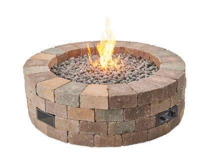 The Outdoor GreatRoom Bronson Block 52-Inch Round Fire Pit Kit with 42-Inch Crystal Fire Burner - BRON52-K
