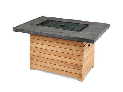The Outdoor GreatRoom Darien 44-Inch Rectangular Fire Pit Table with Everblend Top and 24-Inch Crystal Fire Burner - DAR-1224-EBG-K