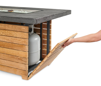 The Outdoor GreatRoom Darien 44-Inch Rectangular Fire Pit Table with Everblend Top and 24-Inch Crystal Fire Burner - DAR-1224-EBG-K