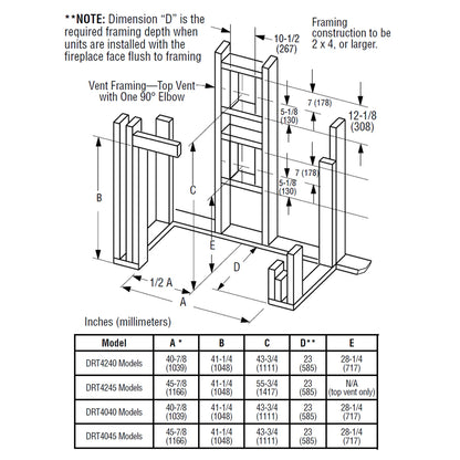 Superior 45 Inch Direct Vent Traditional Gas Fireplace - DRT4045