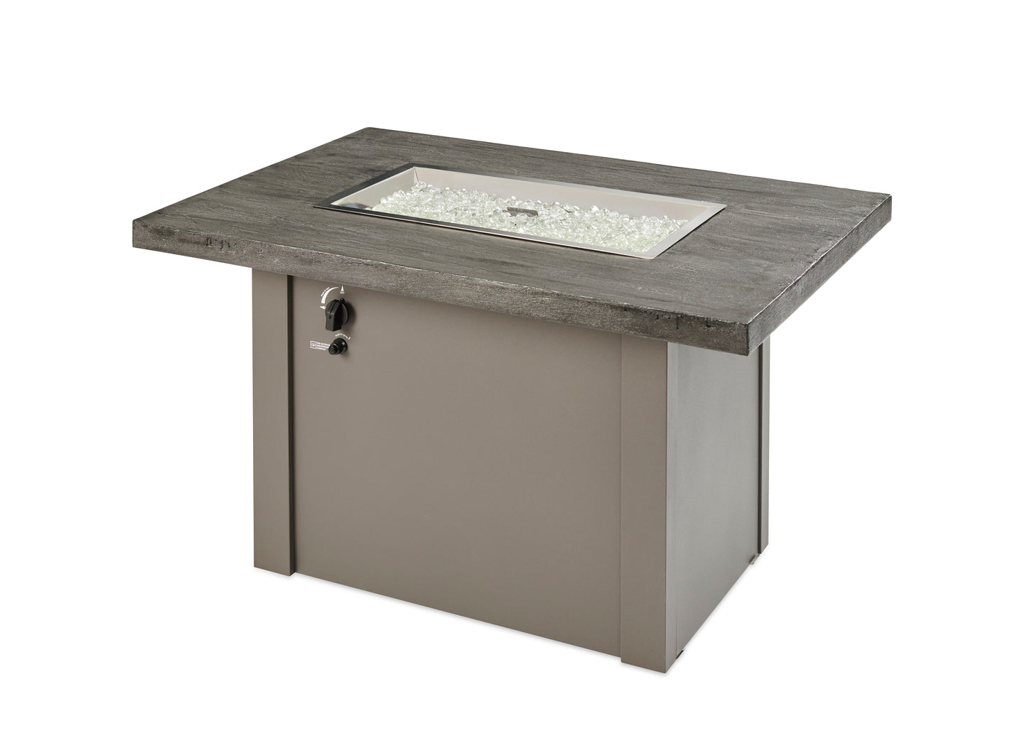 The Outdoor GreatRoom Company Havenwood 44-Inch Rectangular Gas Fire Pit Table with Stone Grey Everblend Top and 24-Inch Crystal Fire Burner - Grey - HVGG-1224-K