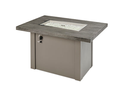 The Outdoor GreatRoom Company Havenwood 44-Inch Rectangular Gas Fire Pit Table with Stone Grey Everblend Top and 24-Inch Crystal Fire Burner - Grey - HVGG-1224-K
