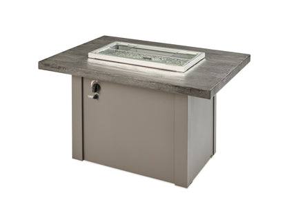 The Outdoor GreatRoom Company Havenwood 44-Inch Rectangular Gas Fire Pit Table with Stone Grey Everblend Top and 24-Inch Crystal Fire Burner - Grey - HVGG-1224-K