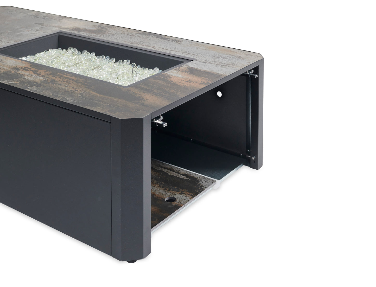 The Outdoor GreatRoom Company Kinney 55-Inch Rectangular Natural Gas Fire Pit Table with 24-Inch Crystal Fire Burner - Ships As Propane With Conversion Fittings - KN-1224