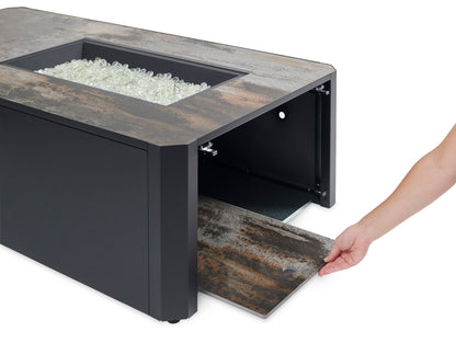 The Outdoor GreatRoom Company Kinney 55-Inch Rectangular Natural Gas Fire Pit Table with 24-Inch Crystal Fire Burner - Ships As Propane With Conversion Fittings - KN-1224