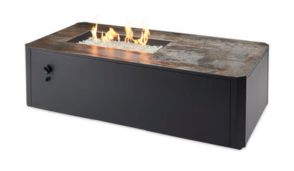 The Outdoor GreatRoom Company Kinney 55-Inch Rectangular Natural Gas Fire Pit Table with 24-Inch Crystal Fire Burner - Ships As Propane With Conversion Fittings - KN-1224