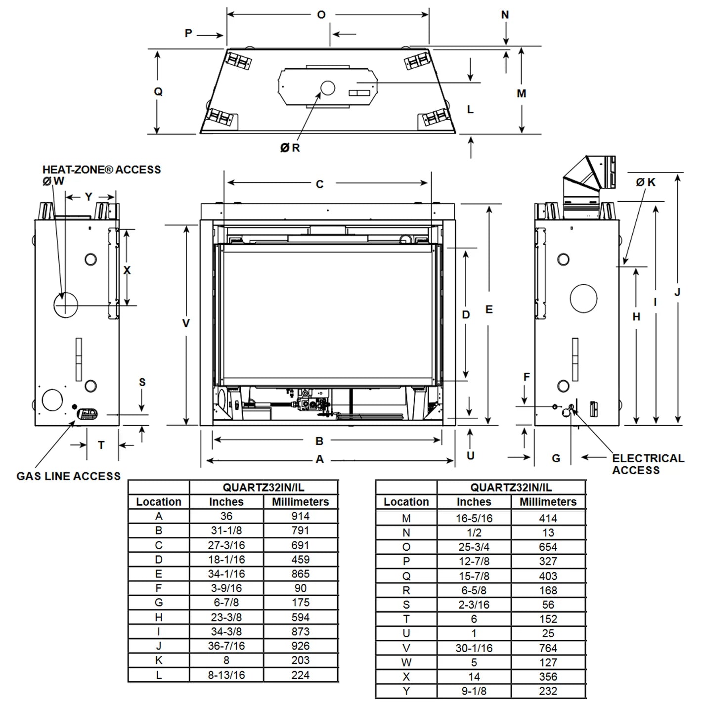 Majestic Quartz 32 Direct Vent Gas Fireplace - QUARTZ32