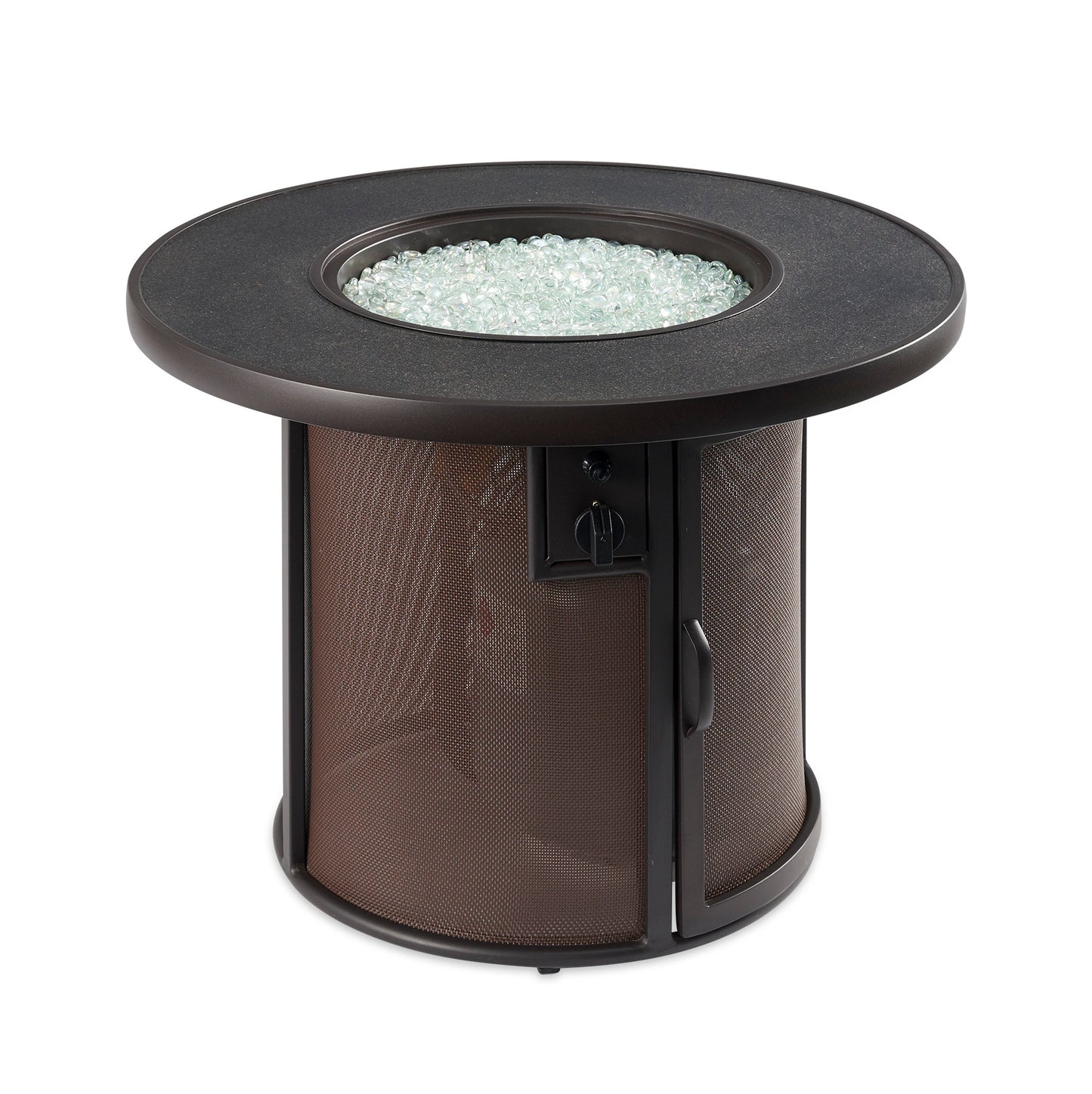 The Outdoor GreatRoom Company Stonefire 31-Inch Round Natural Gas Fire Pit Table with 20-Inch Crystal Fire Burner - Brown - Ships As Propane With Conversion Fittings - SF-32-K