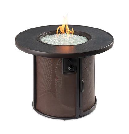 The Outdoor GreatRoom Company Stonefire 31-Inch Round Natural Gas Fire Pit Table with 20-Inch Crystal Fire Burner - Brown - Ships As Propane With Conversion Fittings - SF-32-K
