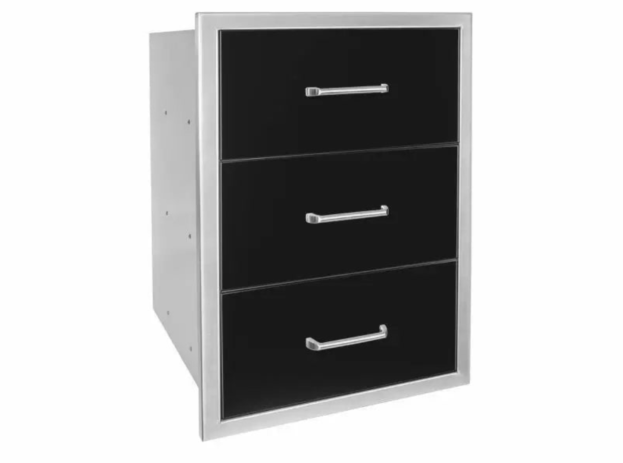Wildfire Outdoor Living Triple Drawer 19 x 26 Black - WF-TDW1926-BSS