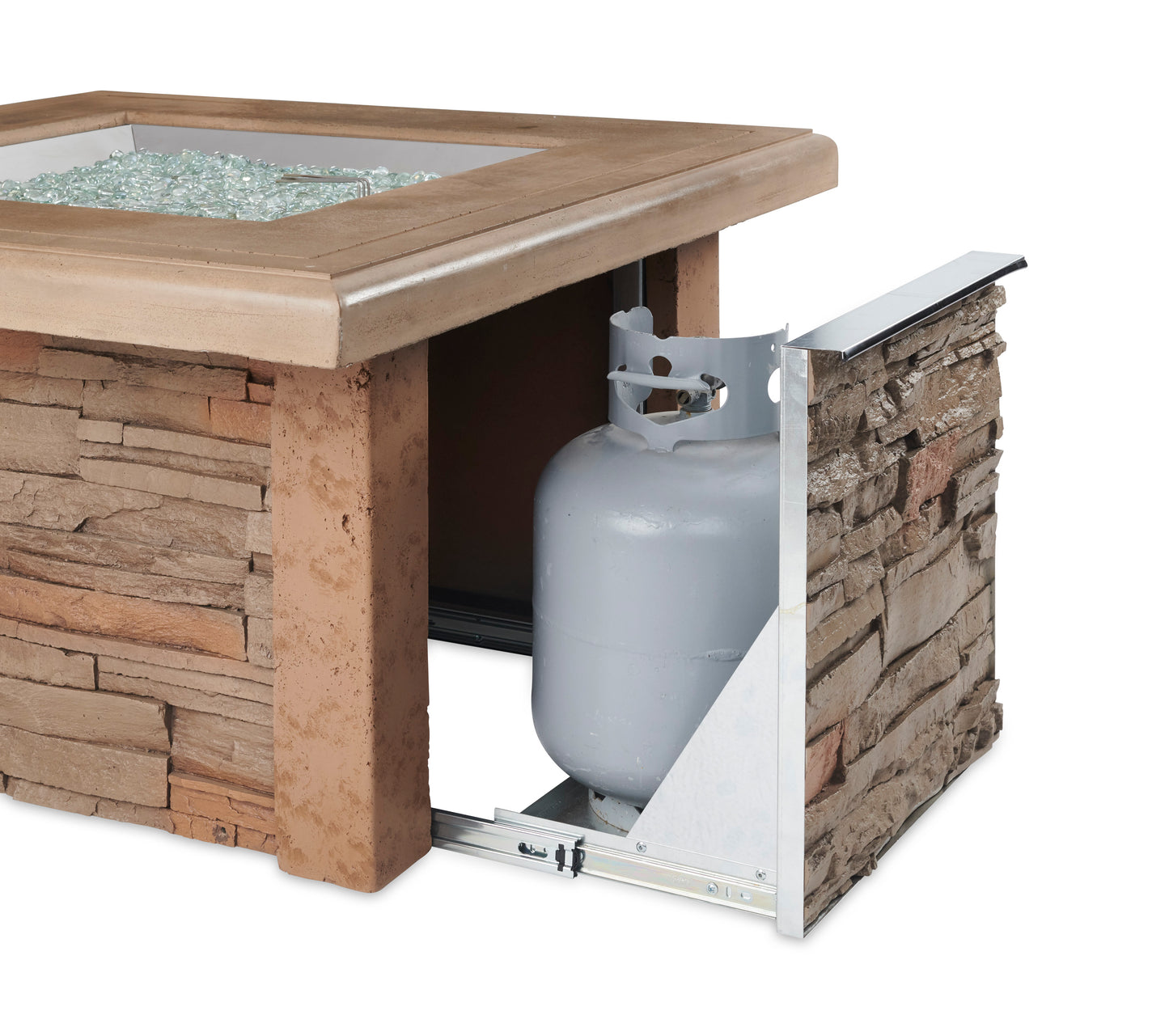 The Outdoor GreatRoom Company Sierra 43-Inch Square Propane Gas Fire Pit Table with 24-Inch Crystal Fire Burner - Mocha - SIERRA-2424-M-K