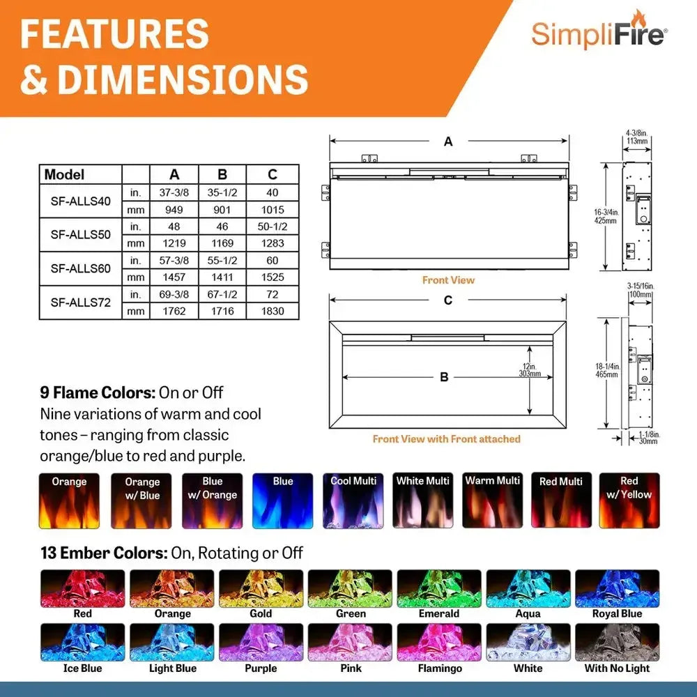 SimpliFire Allusion Slim Electric Fireplace