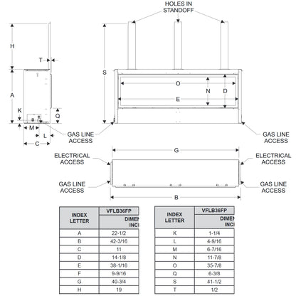 Empire Boulevard 36 Inch Linear Contemporary Vent Free MV Fireplace - VFLB36FP30