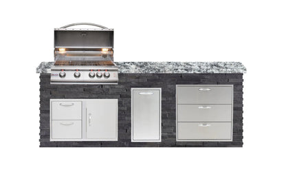 Blaze Luxury Living 8' Galley Bar Island w/ Granite Overhang AD32, DRW3 BLZ-LL8-GALLEY