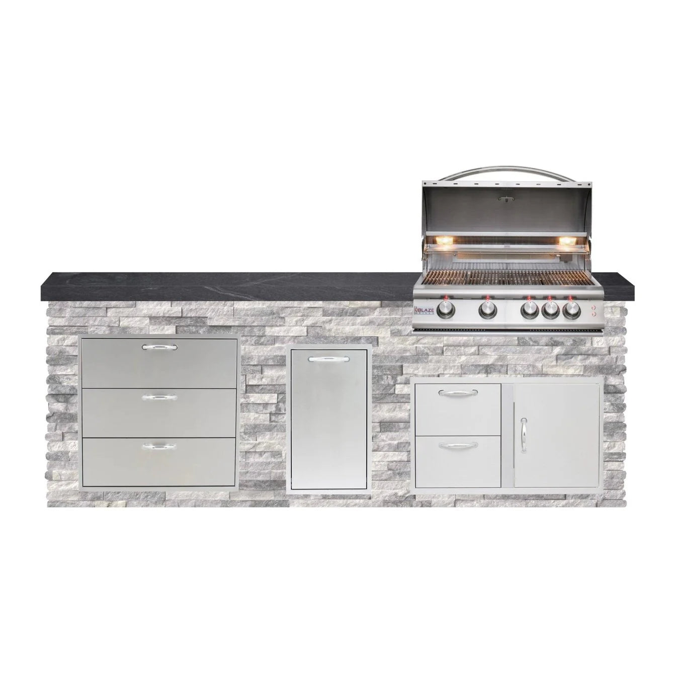 Blaze Luxury Living 8' Galley Bar Island w/ Granite Overhang AD32, DRW3 BLZ-LL8-GALLEY