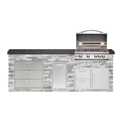 Blaze Luxury Living 8' Galley Bar Island w/ Granite Overhang AD32, DRW3 BLZ-LL8-GALLEY