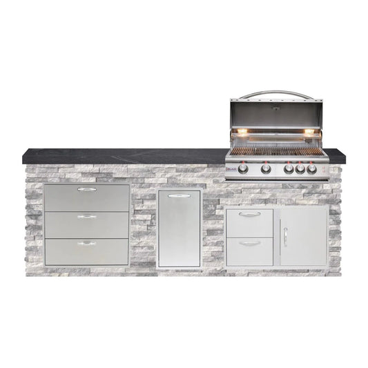 Blaze Luxury Living 8' Galley Bar Island w/ Granite Overhang AD32, DRW3 BLZ-LL8-GALLEY