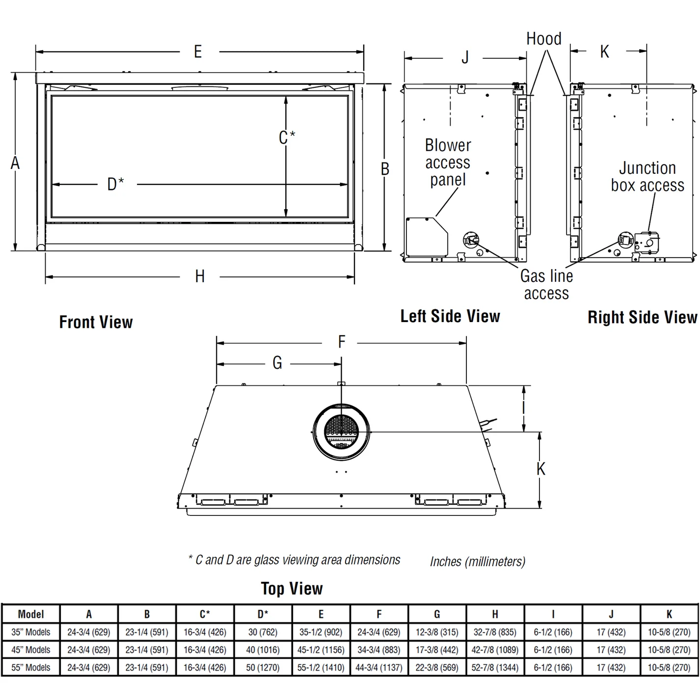 Superior 35 Inch Contemporary Linear Direct Vent Gas Fireplace - DRL2035