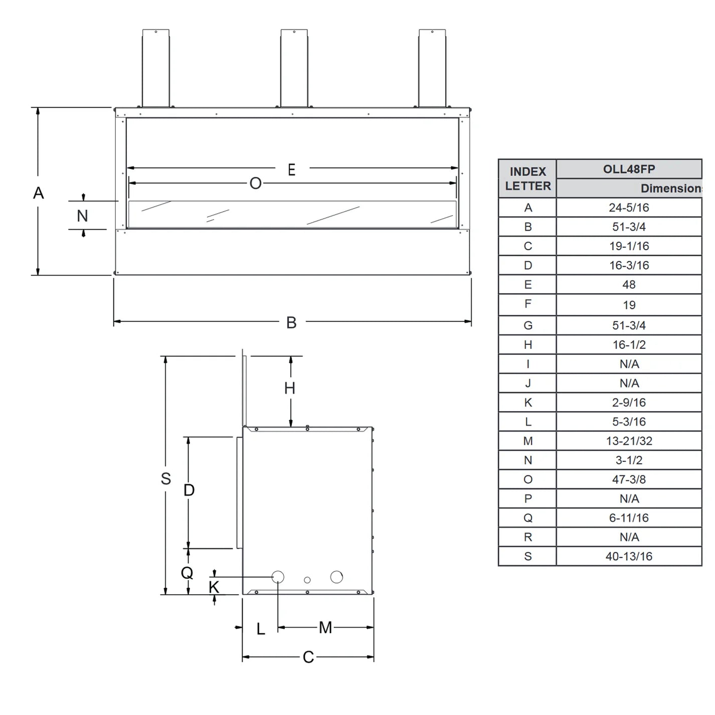 Empire Carol Rose 48 Inch Single Sided Outdoor Linear Fireplace - OLL48FP12S
