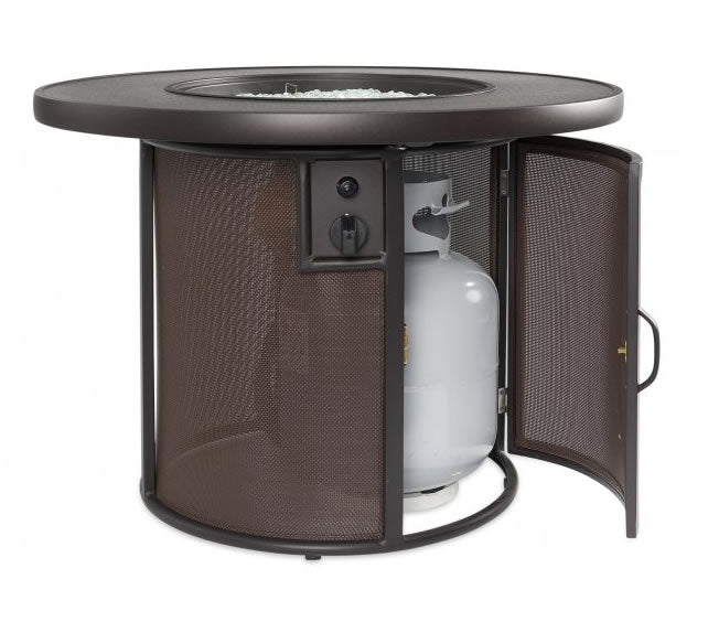 The Outdoor GreatRoom Company Stonefire 31-Inch Round Natural Gas Fire Pit Table with 20-Inch Crystal Fire Burner - Brown - Ships As Propane With Conversion Fittings - SF-32-K