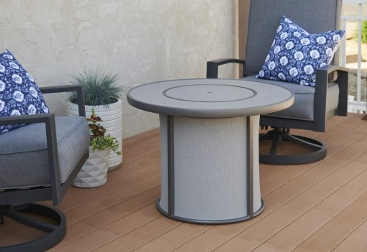 The Outdoor GreatRoom Company Stonefire 32-Inch Round Gas Fire Pit Table with 16-Inch Crystal Fire Burner - Ships As Propane With Conversion Fittings - Grey - SF-32-GRY-K
