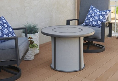 The Outdoor GreatRoom Company Stonefire 32-Inch Round Gas Fire Pit Table with 16-Inch Crystal Fire Burner - Ships As Propane With Conversion Fittings - Grey - SF-32-GRY-K